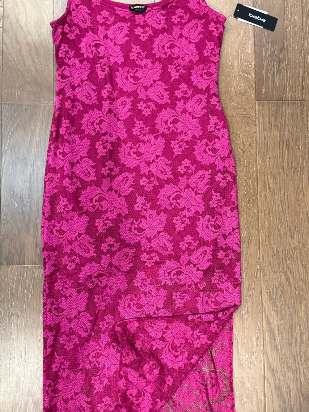 bebe Fuchsia Lace Scoop Neck Maxi Dress - Picture 3 of 7